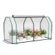 Mini greenhouse with roll-up zipper door, showcasing a sturdy metal frame and PE cover, perfect for protecting plants.