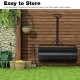 Metal lawn roller with detachable gripping handle, black finish, easy to store, ideal for yard and garden use.