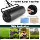 Metal lawn roller with detachable handle, 17-gallon capacity, for yard and garden leveling, featuring a removable drain.
