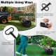 Metal lawn roller with detachable gripping handle, designed for push, pull, or tow behind a tractor for versatile use.