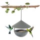 Hanging bird feeder with weatherproof dome, featuring a sturdy metal frame and easy-to-clean seed bowl, ideal for wild.