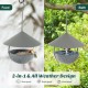 Hanging bird feeder and bath with weatherproof dome, rust-proof metal frame, ideal for outdoor use.