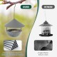 Metal hanging bird feeder with weatherproof dome, powder-coated frame, and easy-to-clean seed bowl for outdoor use.