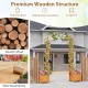 Wooden garden arbor with planter and trellis for climbing plants, made from fir wood, ideal for outdoor decoration.