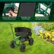 Rolling garden cart with height adjustable swivel seat, storage basket, and durable 600D oxford cover for outdoor use.