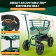 Rolling garden cart with height adjustable swivel seat, storage basket, and 360° mobility for comfortable gardening.