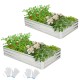 Galvanized metal raised garden beds, 6 x 3 ft, with open-ended base for growing vegetables and flowers, includes gloves.