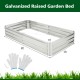 Galvanized raised garden bed measuring 6 x 3 ft with open-ended base, ideal for growing vegetables and flowers.
