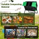 Dual chamber garden compost tumbler in black and green with side buckles for secure locking and easy material access.