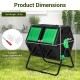 Dual chamber garden compost tumbler in black and green with sliding doors, 360° rotation, and durable PP material.