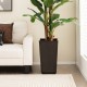 Wicker flower pot with drainage hole, brown, ideal for indoor or outdoor plant arrangements and stylish decor.
