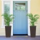 Brown wicker flower pot set of 2 with drainage holes, ideal for enhancing porch and balcony decor.