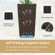 Brown wicker flower pot set of 2 with self-priming irrigation system and drainage hole for outdoor decoration.