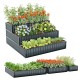Three-tier heavy-duty metal raised garden bed planter box in black, ideal for various plants and flexible layouts.