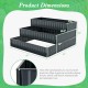 3-tier heavy-duty metal raised garden bed planter box in black, featuring dimensions for flexible outdoor gardening.