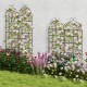 Black metal garden trellis set with butterfly pattern, providing support for climbing plants and enhancing garden decor.
