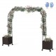 Garden arch trellis with faux woven rattan design, two planter boxes, and lockable wheels for easy mobility and.