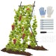 74-inch tall A-frame garden trellis in black for climbing plants, includes sturdy clips, plant ties, and screwdriver.