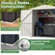 Close-up of the 7 x 4 feet gray metal outdoor storage shed showing sturdy construction and expansion screw kit included.