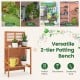 Folding 2-tier potting bench in teak oil finish, ideal for potted plants and decorations in garden or balcony.