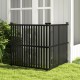 Black air conditioner fence panel with metal ground stakes, designed for outdoor use and optimal air circulation.