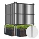 Black air conditioner fence panel with protective caps, made from durable PVC for outdoor air circulation and stability.