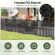 Air conditioner fence panel in black PVC, featuring slatted design and metal ground stakes for outdoor stability.