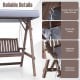 Close-up of the 2-person porch swing's strong carbon steel chains and removable canopy for outdoor relaxation.