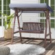 2-person porch swing with fir wood stand and adjustable tilt canopy, perfect for outdoor relaxation and sun protection.