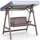 2-person porch swing with fir wood stand and adjustable tilt canopy, featuring removable cushions for outdoor.
