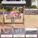 2-person porch swing with fir wood stand and tilt canopy, featuring breathable cushions for outdoor relaxation.