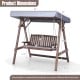 2-person porch swing with fir wood stand and adjustable tilt canopy, featuring removable cushions for easy upkeep.