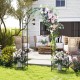 Garden arbor with side planters, black metal frame, ideal for climbing plants and outdoor decorations in a patio.