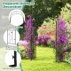 Garden arbor with elegant arch top, side planters, and sturdy black metal frame, perfect for climbing plants and.