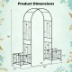Dimensions of the black 2 in 1 garden arbor with side planters, ideal for climbing plants and outdoor decor.