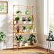 3-tier bamboo plant stand with adjustable hanger rod, perfect for displaying plants in tight corners or as a storage.