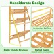 3-tier bamboo hanging plant stand with adjustable rod, slatted design, and protective baffles for stable display.