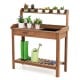 Outdoor wooden garden table work station showcasing the practical sink, perfect for watering and cleaning plants.