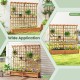 Large wooden planter container with trellis, featuring a hanging roof, ideal for climbing plants and flowers in gardens.