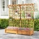 Large wooden planter container with trellis and hanging roof, made of natural fir wood, ideal for climbing plants and.