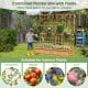 Large wooden planter container with trellis, ideal for climbing plants and vegetables, featuring a hanging roof and.