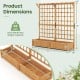 Large wooden planter container with trellis, natural fir wood, 71 inches, ideal for climbing plants and flowers.
