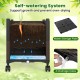 Self-watering raised garden bed with drainage holes, adjustable height, and lockable wheels for easy mobility.