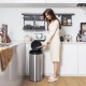 Stainless steel 8-gal automatic trash can with touchless lid and soft close design, ideal for kitchen waste disposal.