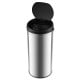 Automatic 8-gal trash can with stainless steel frame, touchless lid, and soft close design for easy waste disposal.