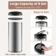 8-gallon touchless trash can with stainless steel frame, featuring a lid and motion detection for easy waste disposal.