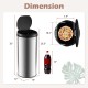 8-gal automatic trash can with stainless steel frame, dimensions shown for easy placement in kitchens or offices.