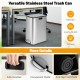 Stainless steel 12-gal trash can with soft-closing lids, convenient pedal, and side handles for kitchen or office use.