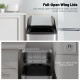 Stainless steel 12 Gal trash can with soft-closing wing lids, ideal for kitchen or office, featuring a space-saving.