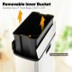 Removable inner bucket with hidden handles in a 12 Gal stainless steel trash can, ideal for kitchen and office use.